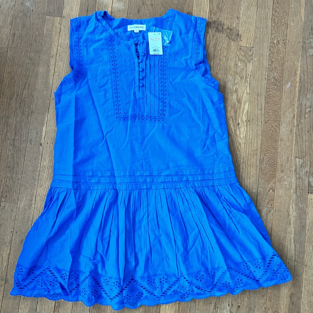 Lucky Brand Short Sleeve Cutwork Tiered Dress